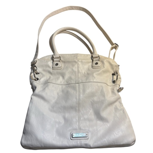 Steve Madden Elegant Cream Shoulder Bag Crossbody Strap Silver-Tone Hardware - Picture 1 of 16